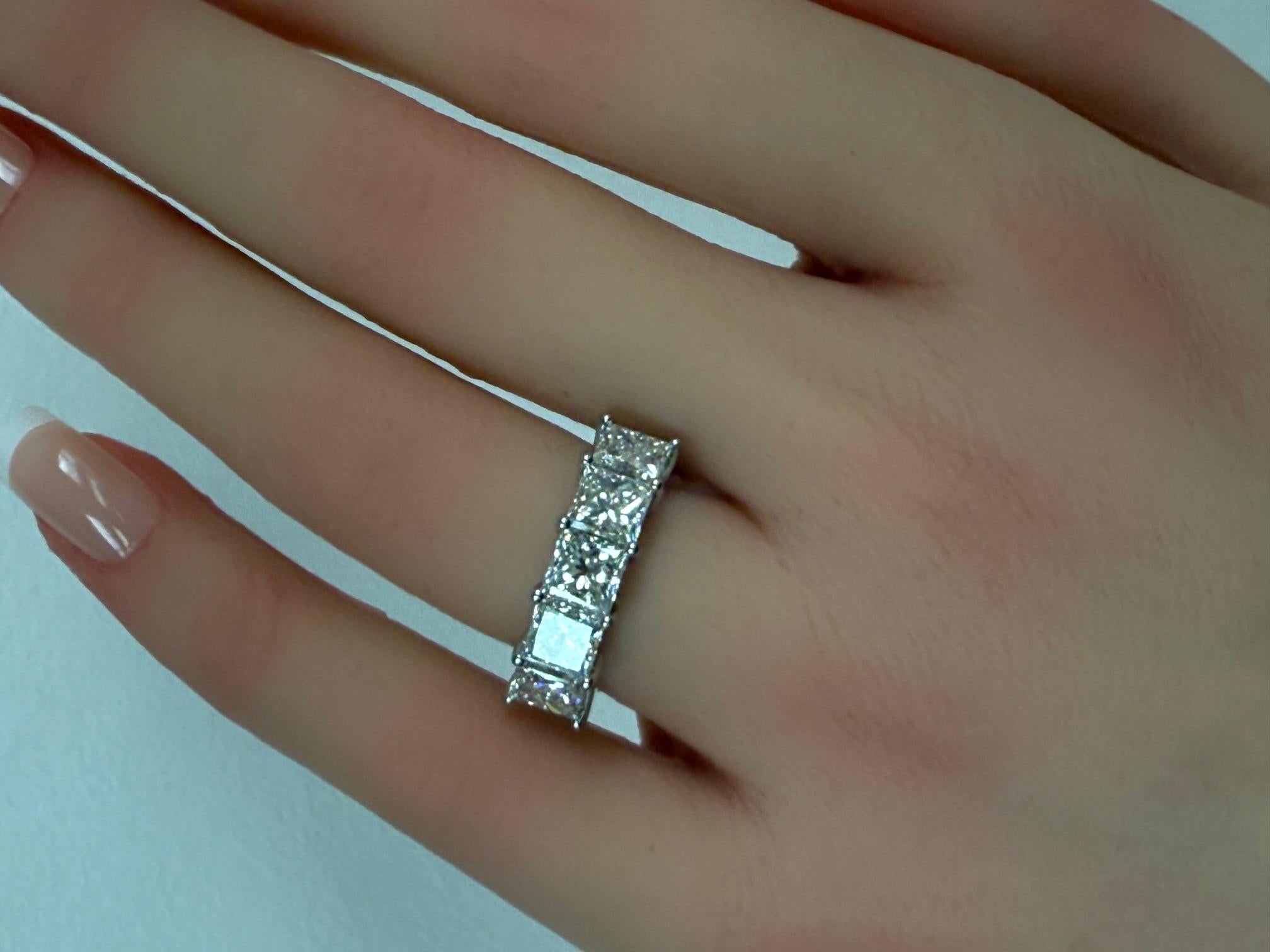 3.51CTW. Bandeau en platine avec diamant taille princesse certifié GIA en vente 3