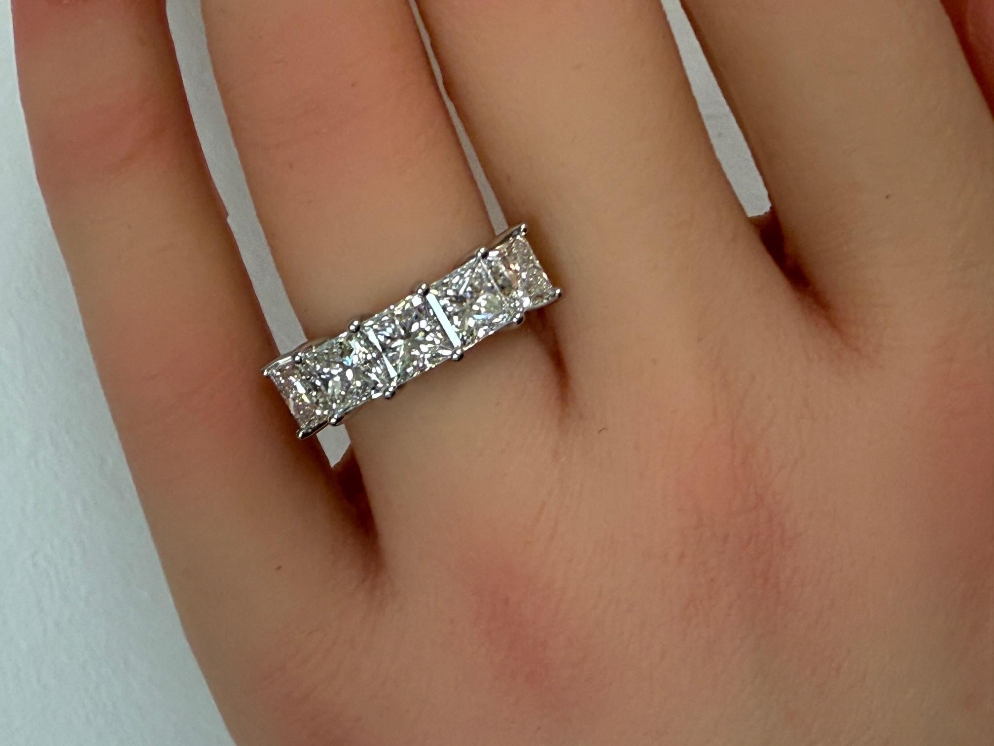 3.51CTW. Bandeau en platine avec diamant taille princesse certifié GIA en vente 4