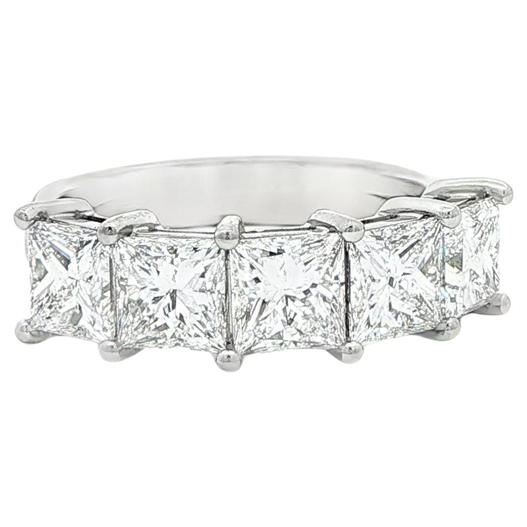 3.51CTW. Bandeau en platine avec diamant taille princesse certifié GIA