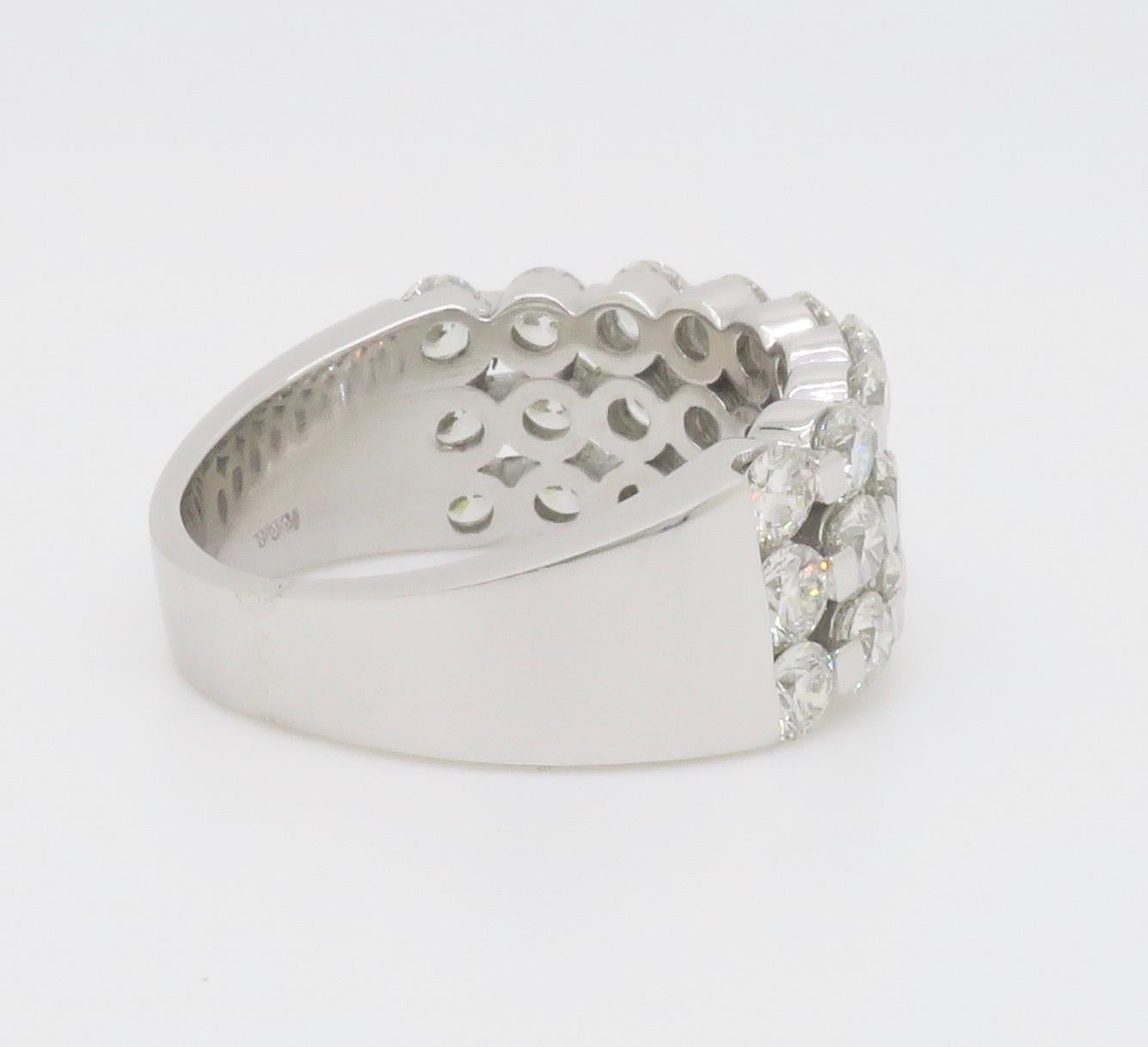 3(51CTW Three Row Diamond Band (bande de diamants à trois rangs) en vente 12