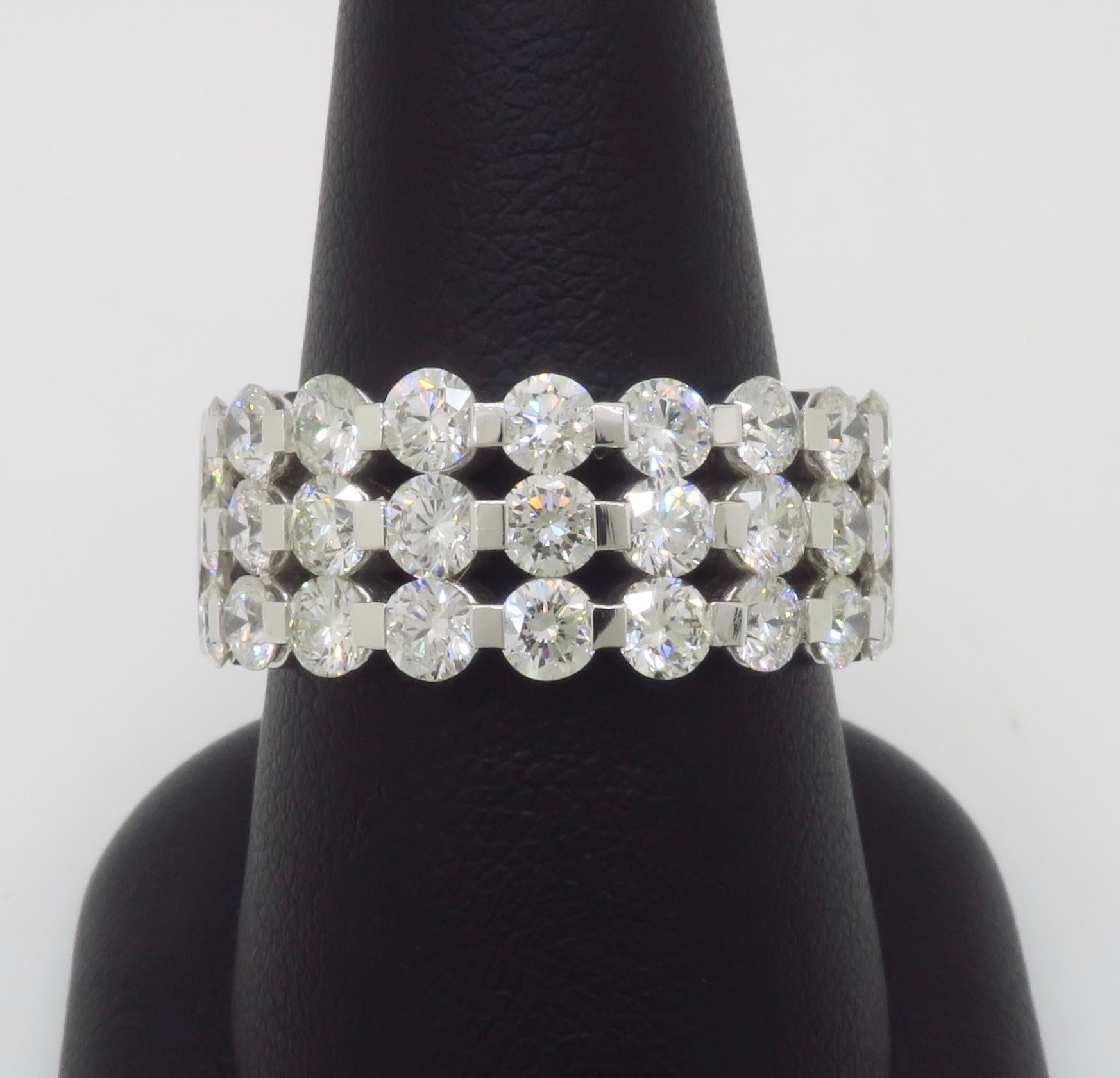 3(51CTW Three Row Diamond Band (bande de diamants à trois rangs) en vente 1