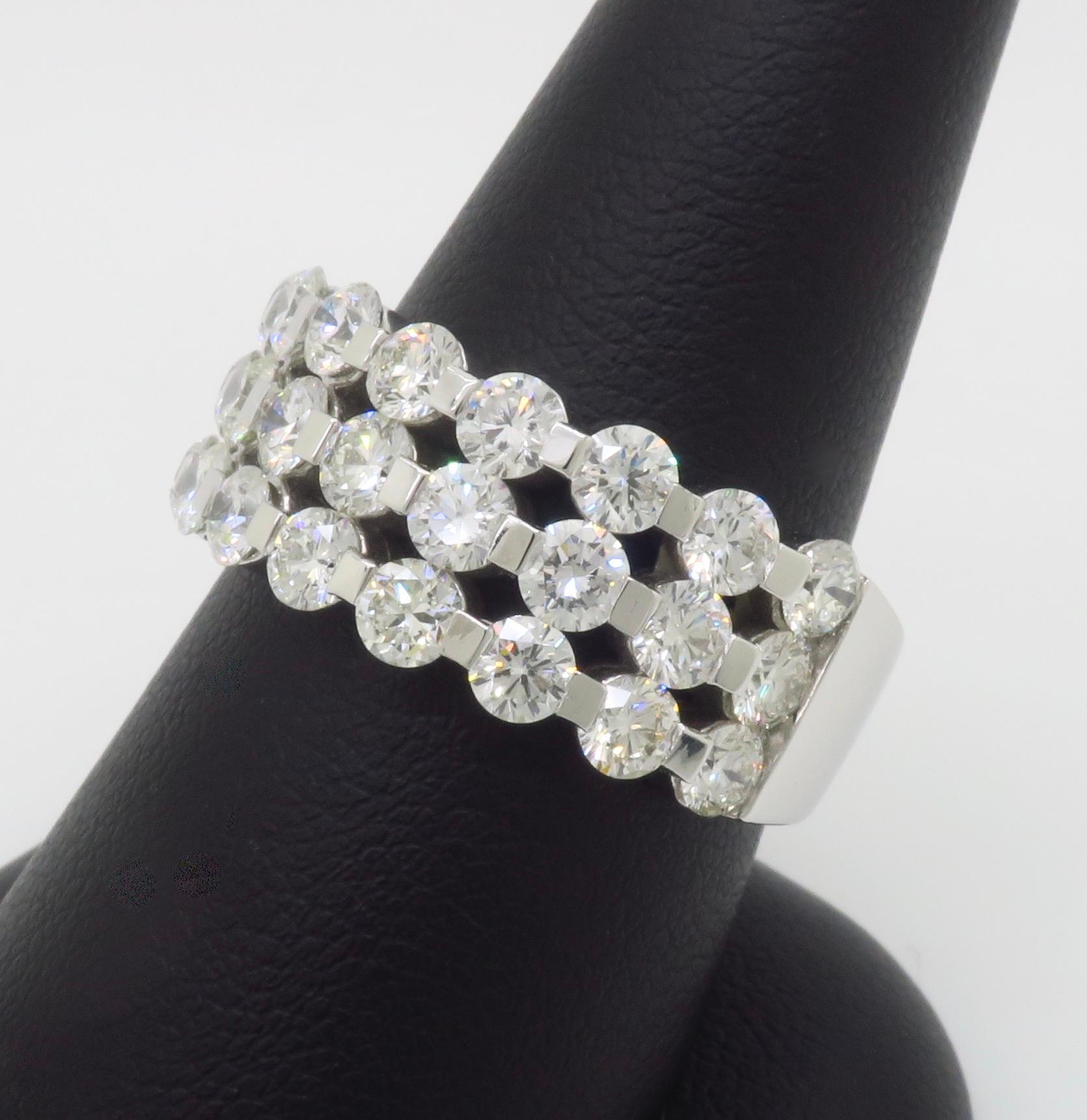 3(51CTW Three Row Diamond Band (bande de diamants à trois rangs) en vente 2