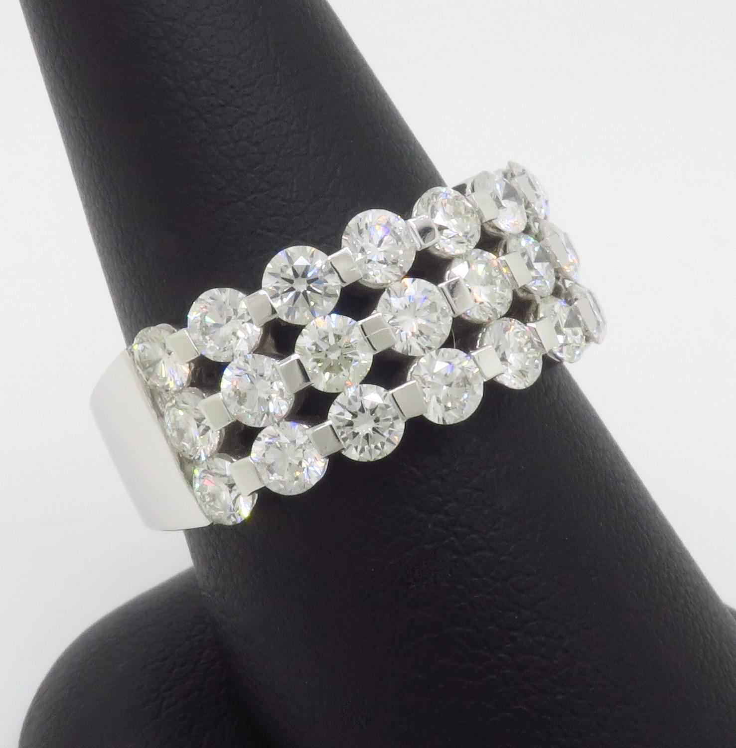 3(51CTW Three Row Diamond Band (bande de diamants à trois rangs) en vente 3