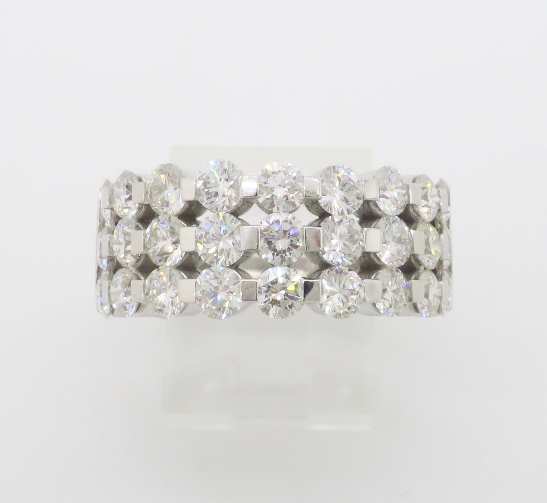 3(51CTW Three Row Diamond Band (bande de diamants à trois rangs) en vente 4