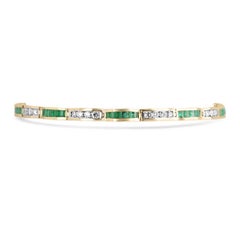 3.51tcw 14K Natural Emerald-Emerald Cut & Diamond Unisex Solid Gold Bracelet