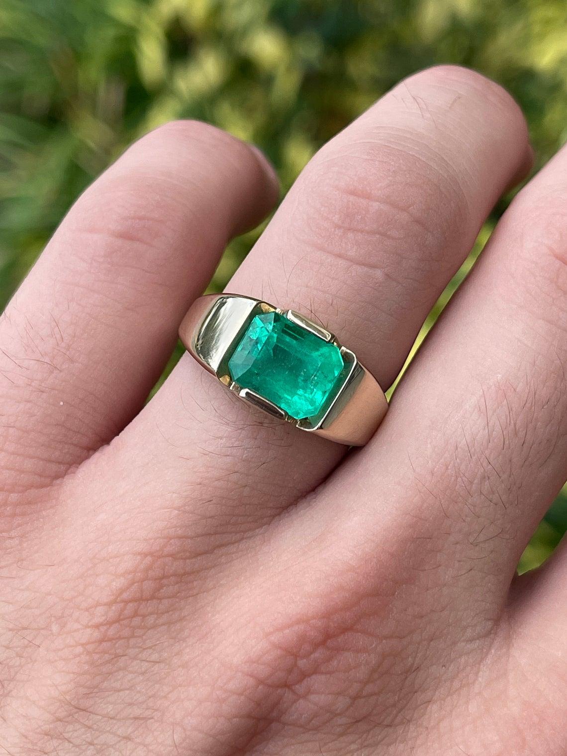colombian emerald mens ring