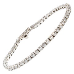 3.52 Carat 4-Prong Round Diamond Bracelet in 14 Karat White Gold Style-Tennis