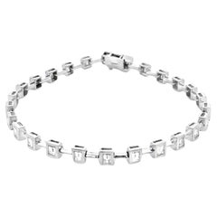 Bracelet tennis en or blanc 14 carats avec station de bar de 3,52 carats