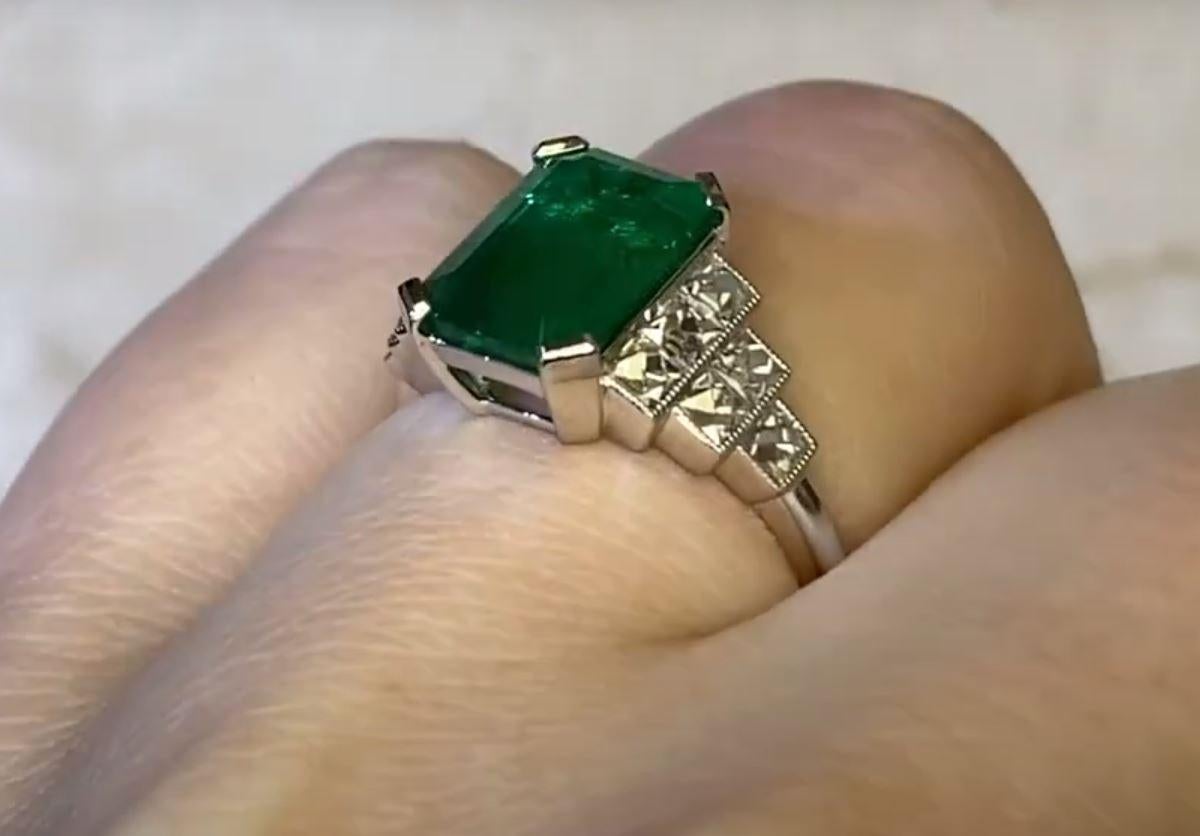Emerald Cut 3.52ct Emerald-cut Emerald Engagement Ring, Platinum 