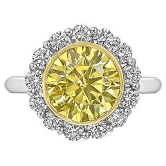 3.52 Carat Fancy Intense Yellow Diamond Ring 'SI2'