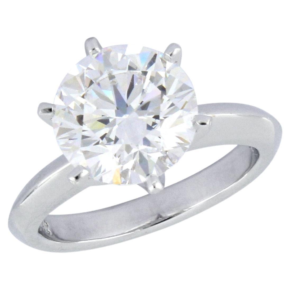 3.52 Carat Natural Diamond Ring in 18K White Gold For Sale