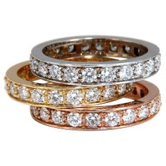 3.52 Carat Natural Round Diamonds Stacking Rings 18 Karat Gold Stackable Bands