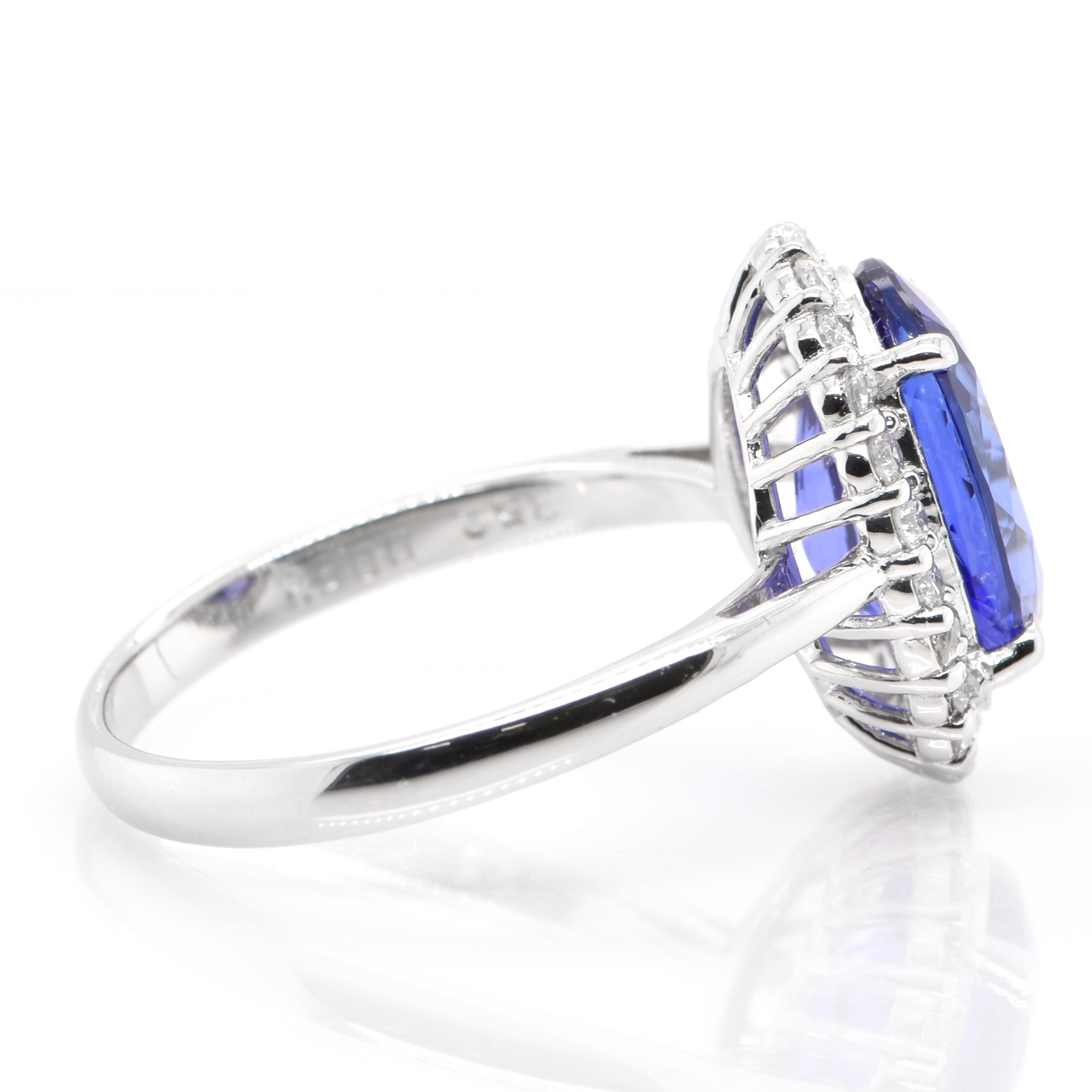 3.52 Carat, Natural, Tanzanite and Diamond Ring Set in Platinum In New Condition In Tokyo, JP