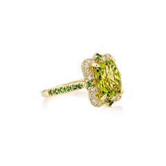 Sunita Nahata Peridot 3.52ct. Fancy Ring aus 18KYG mit Tsavorit und Diamant.