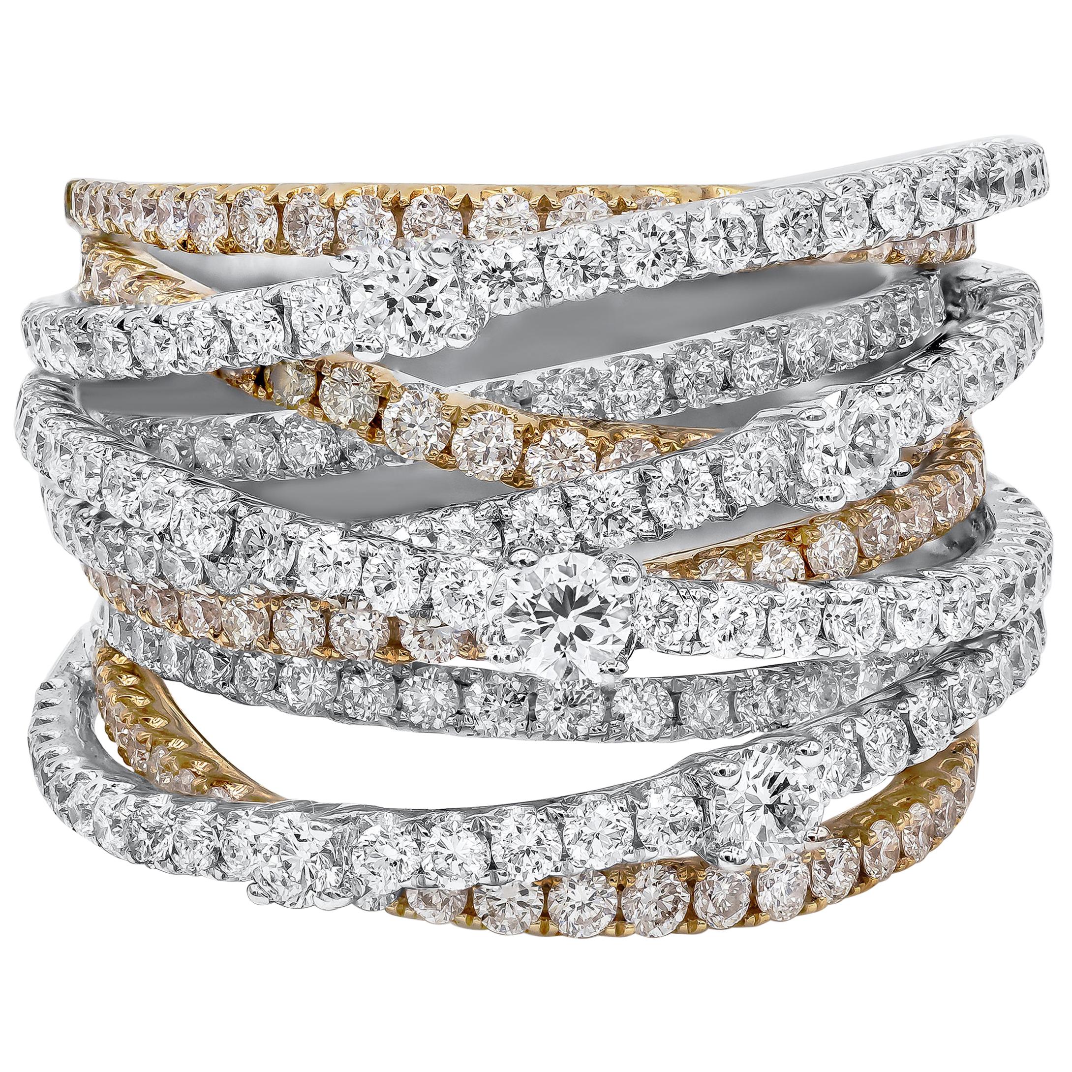 Roman Malakov 3.52 Carat Round Diamond Intertwined Fashion Ring