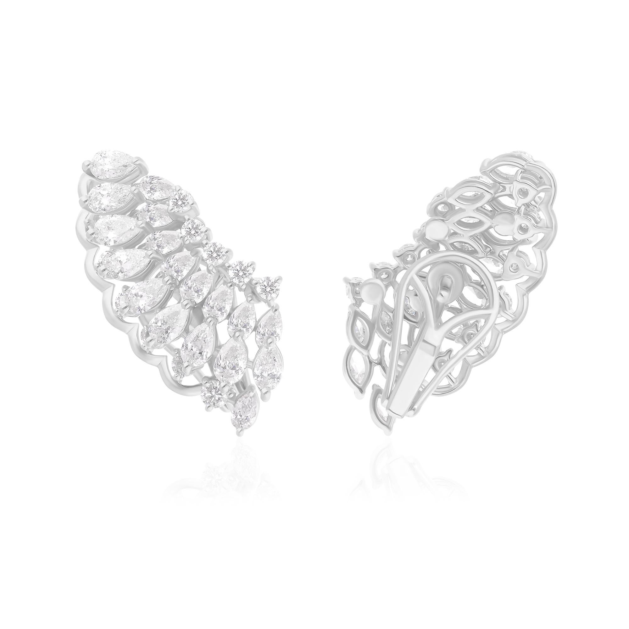 Pendientes de diamantes talla brillante redonda pera SI/H de 3,52 quilates y 18 quilates de oro blanco Moderno en venta