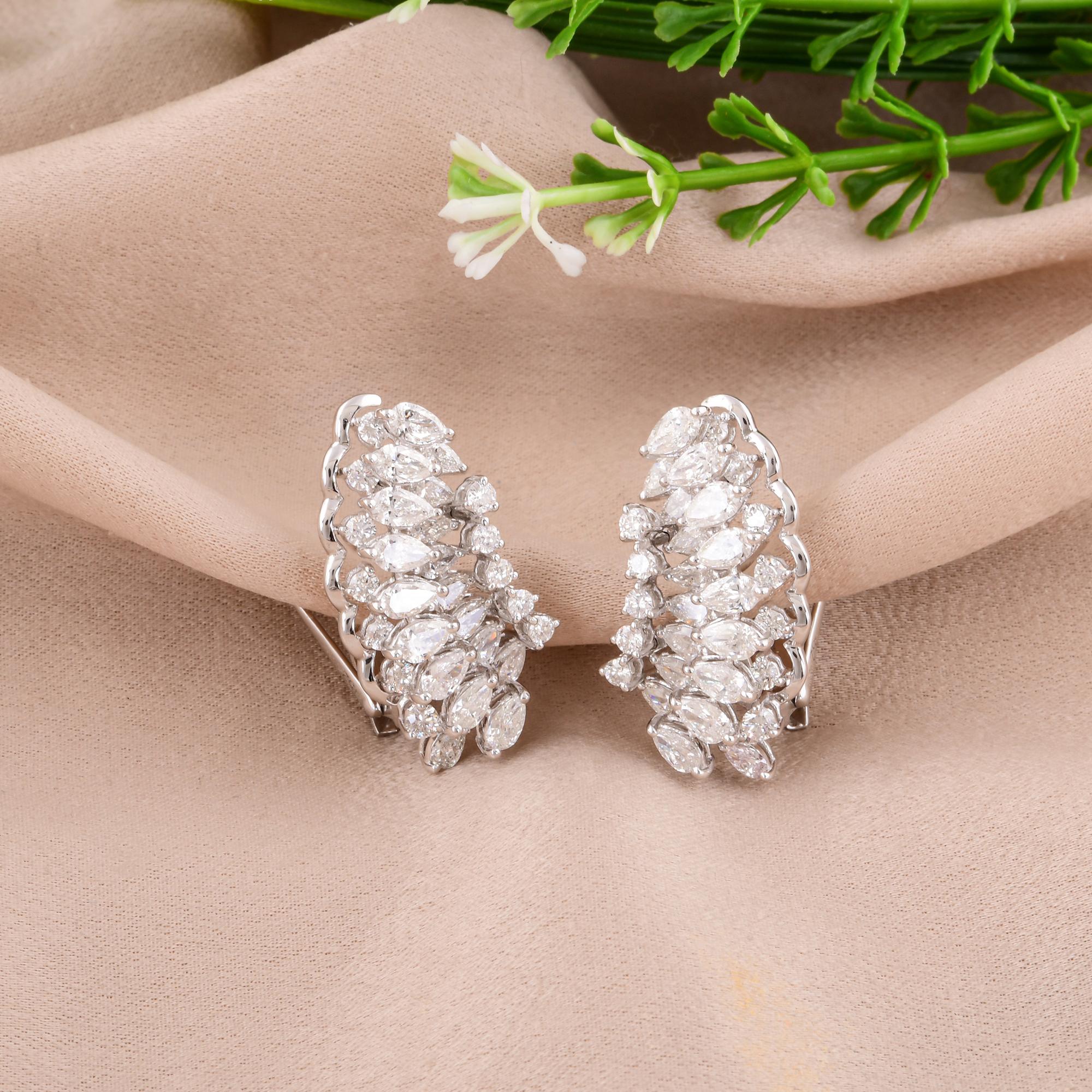 Pendientes de diamantes talla brillante redonda pera SI/H de 3,52 quilates y 18 quilates de oro blanco Corte pera en venta