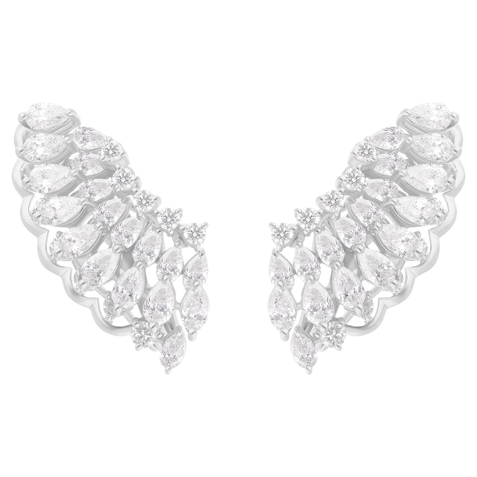 3,52 Karat SI/H Birnenförmige Diamant-Ohrringe aus 18 Karat Weißgold mit rundem Brillantschliff
