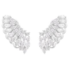 Boucles d
oreilles 3.52 Carat SI/H Pear Round Brilliant Cut Diamond Gold 18 Karat White Gold
