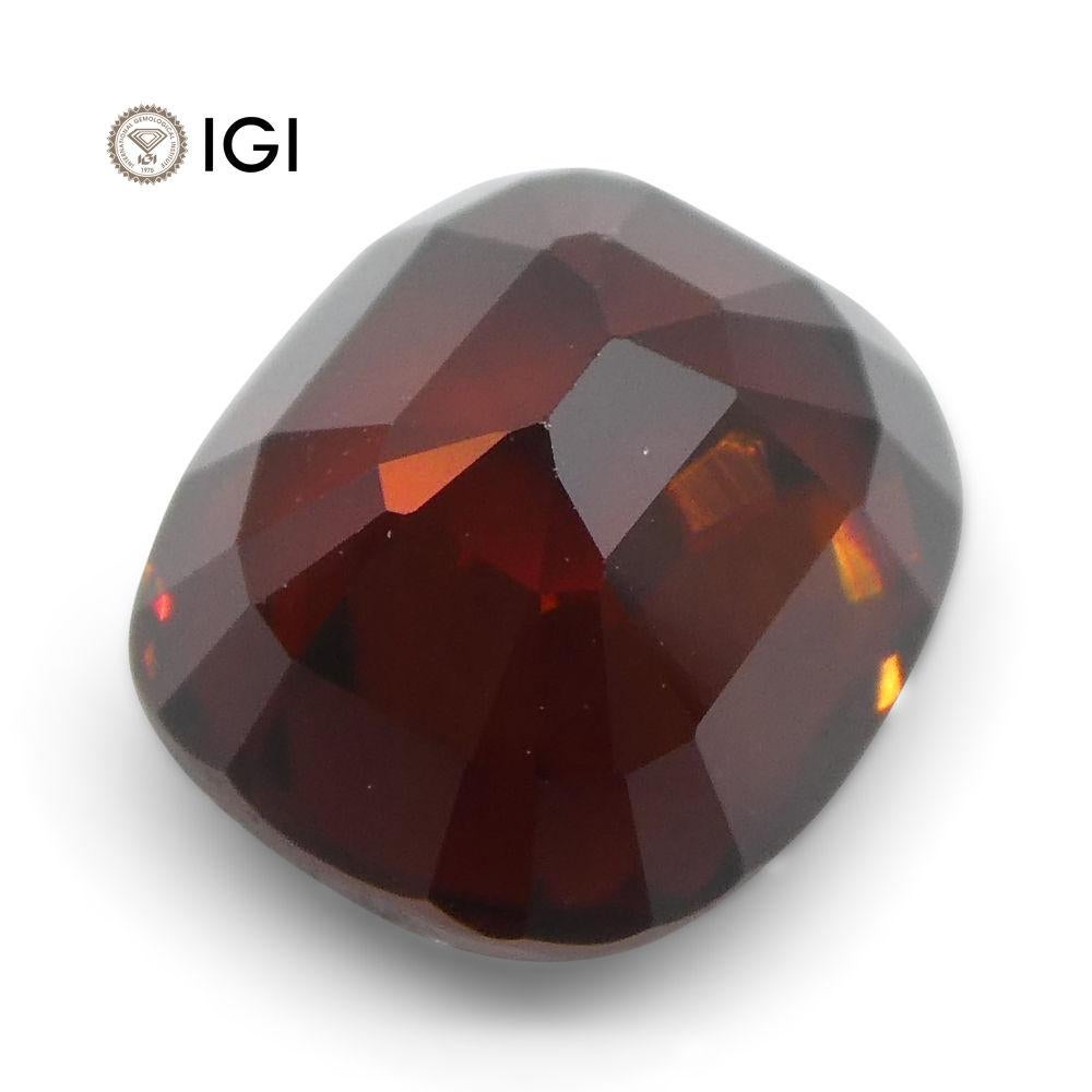 3.52 Ct Cushion Red Natural Zircon IGI Certified For Sale 2