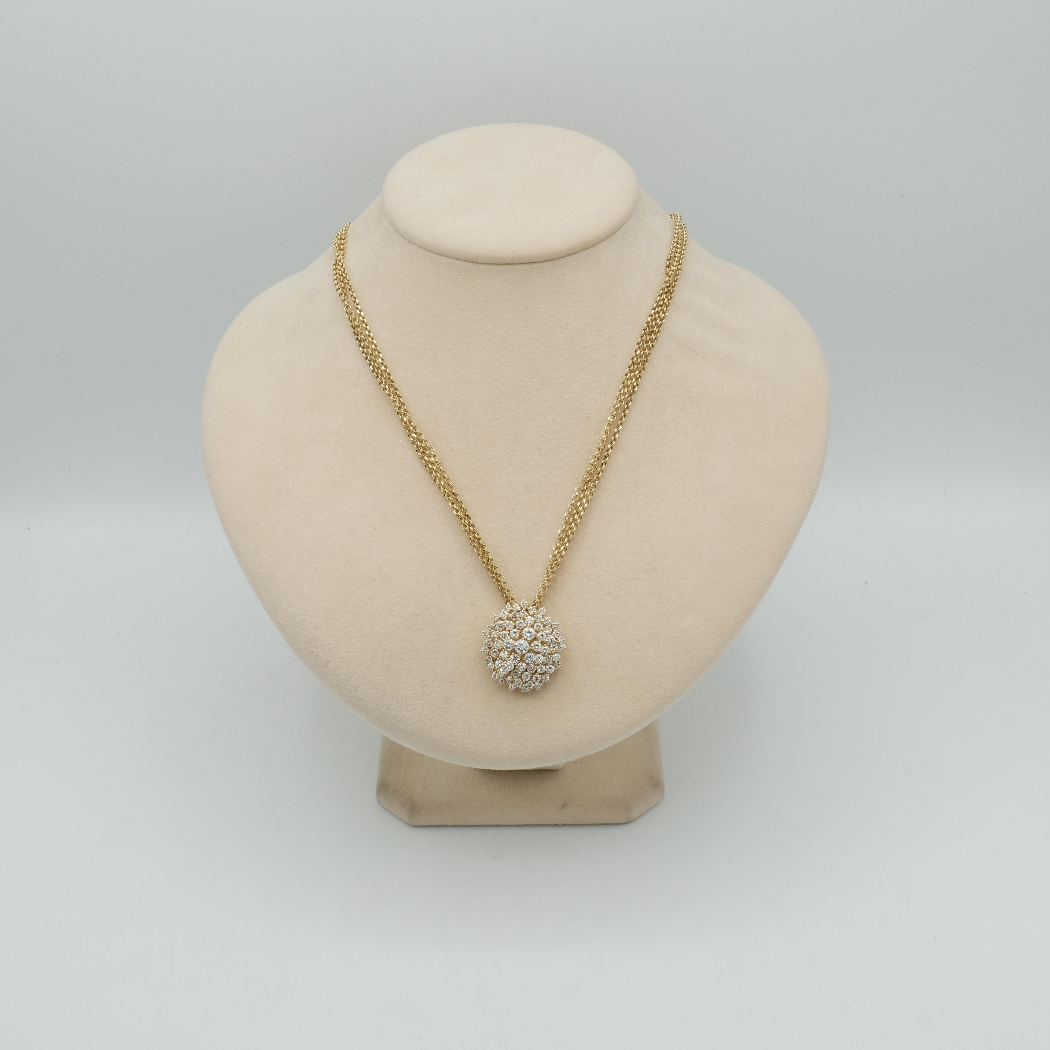 Art Nouveau 3, 52 Ct Diamond Pendant 18 Kt Yellow Gold For Sale