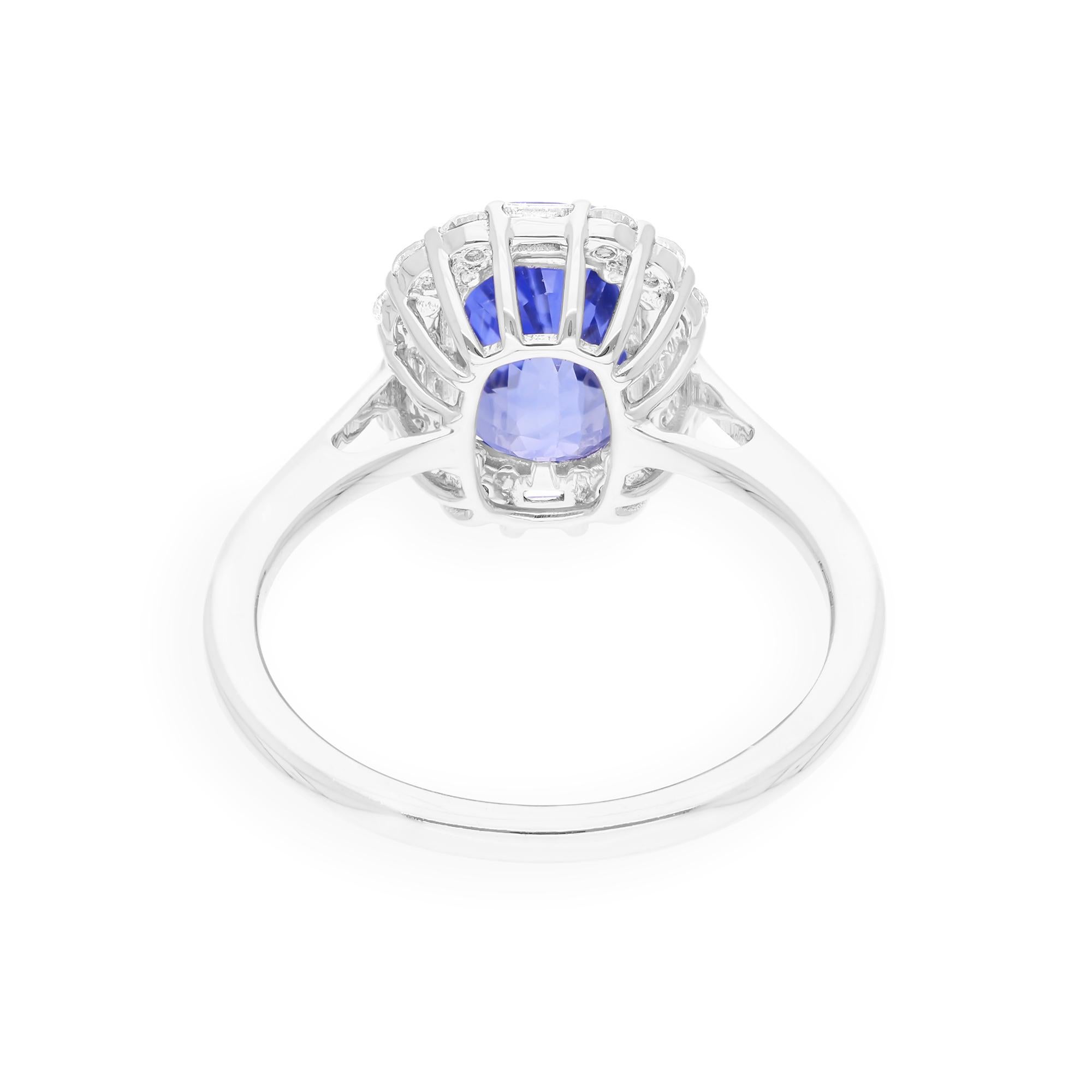 3.52 TCW Blue Sapphire Gemstone Ring SI/H Diamond 18 Karat White Gold Jewelry For Sale 1