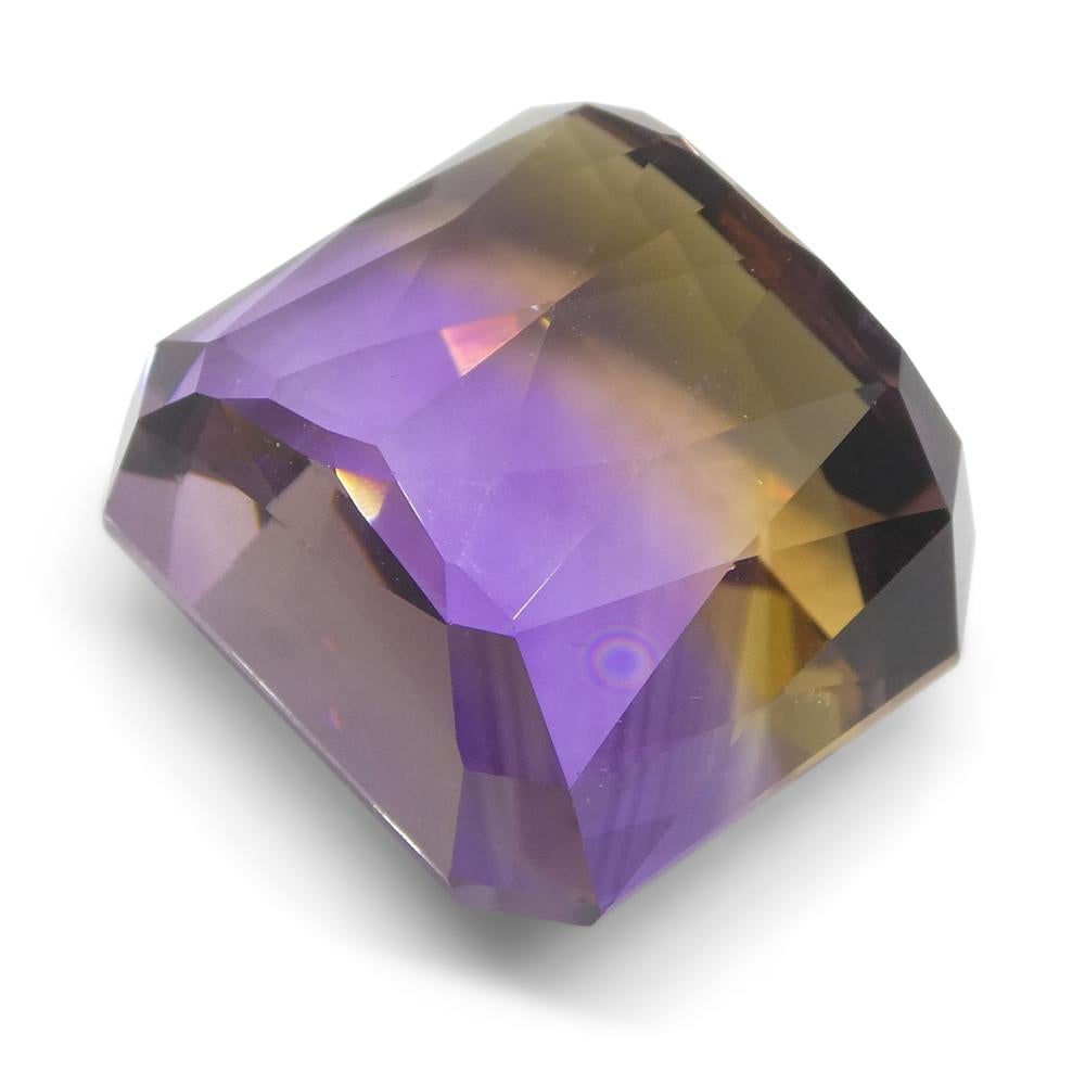 35.21 ct Square Ametrine, 100% Naturelle Très Rare Single Source Gem de Bolivie en vente 1