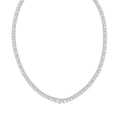 35.26 Carat SI Clarity HI Color Emerald Cut Diamond Necklace 14 Karat White Gold