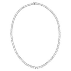 35.26 Carat SI Clarity HI Color Emerald Cut Diamond Necklace 14 Karat White Gold
