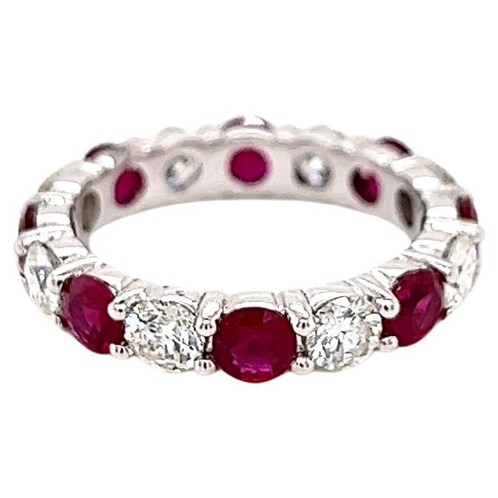 3.52 Carat Ruby and Diamond Eternity Band For Sale