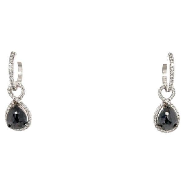 3.53 Carat Black Diamond White Diamond White Gold Dangle Earrings For Sale