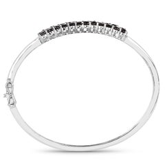 3.53 Karat Echter schwarzer Diamant .925 Sterlingsilber Armreif