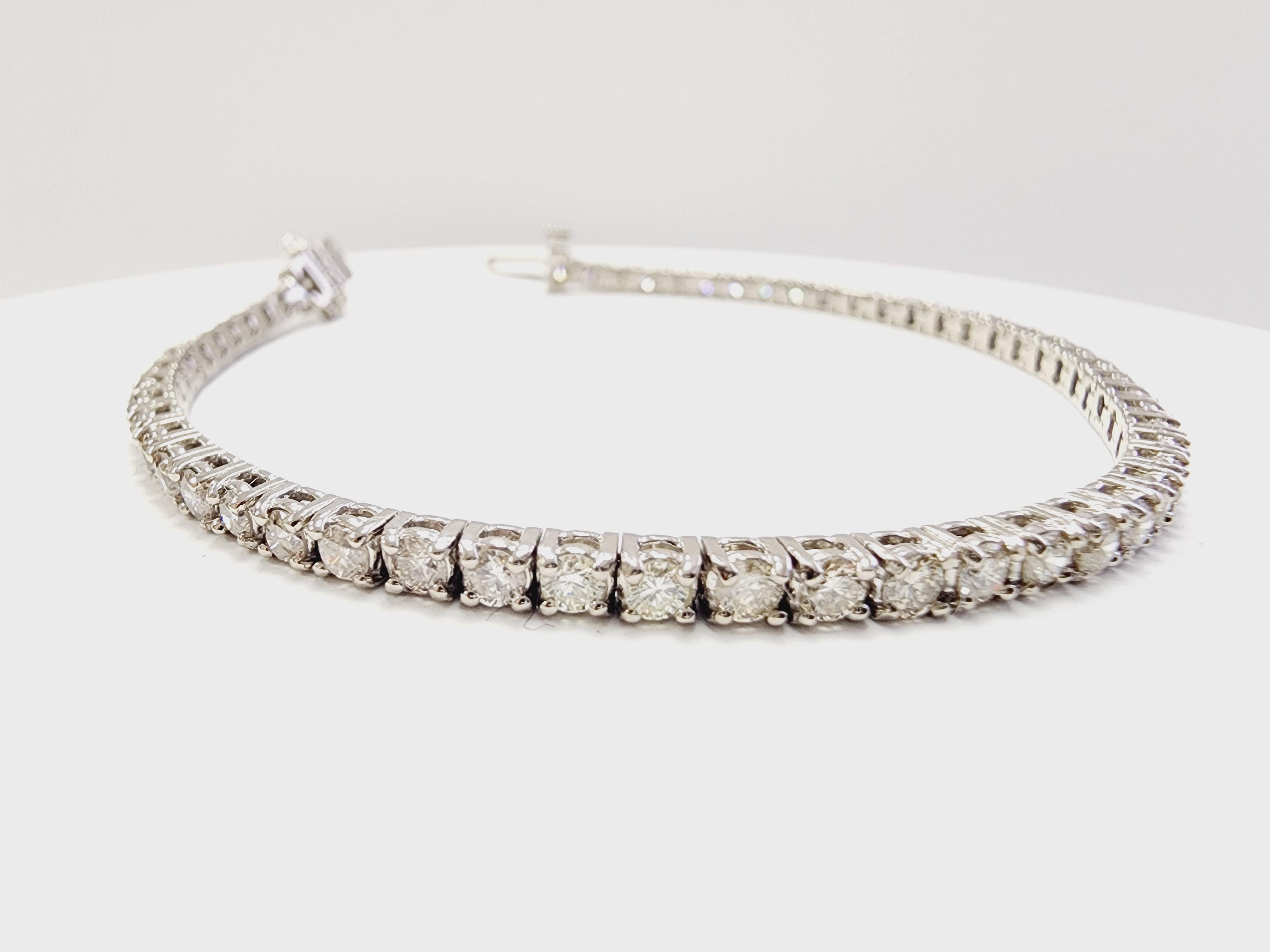 3.53 Carat Natural Diamond Tennis Bracelet 14 Karat White Gold 5