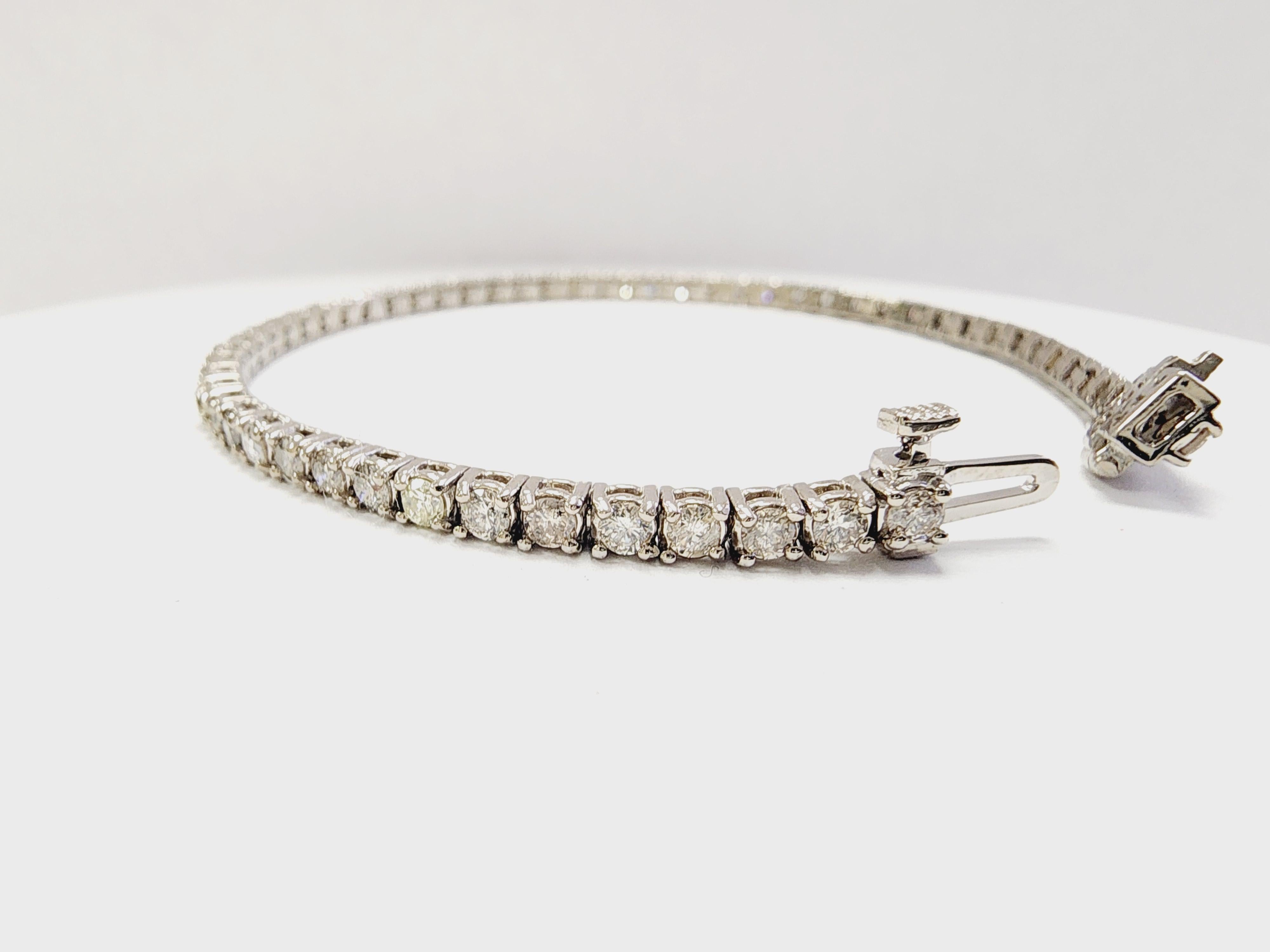 3.53 Carat Natural Diamond Tennis Bracelet 14 Karat White Gold 1