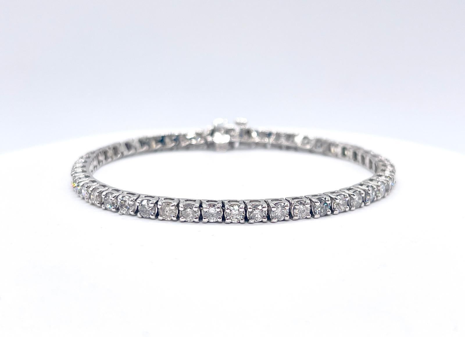 3.53 Carat Natural Diamond Tennis Bracelet in 14K White Gold 7
