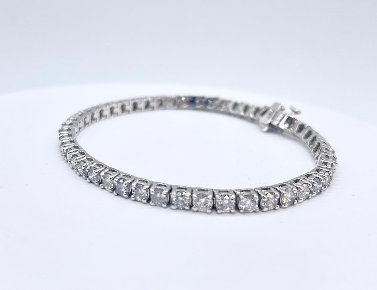3.53 Carat Natural Diamond Tennis Bracelet in 14K White Gold 7