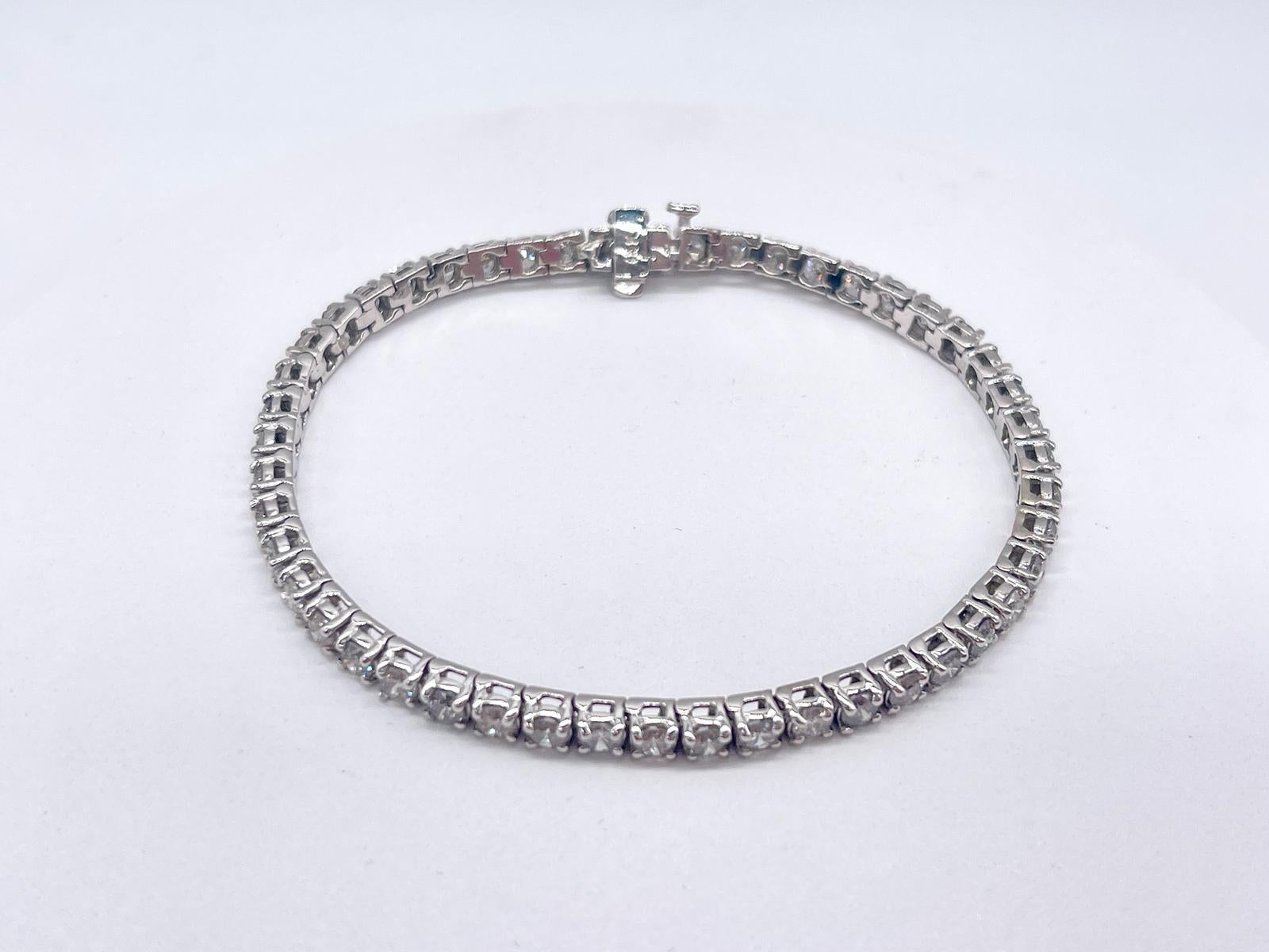 3.53 Carat Natural Diamond Tennis Bracelet in 14K White Gold 7