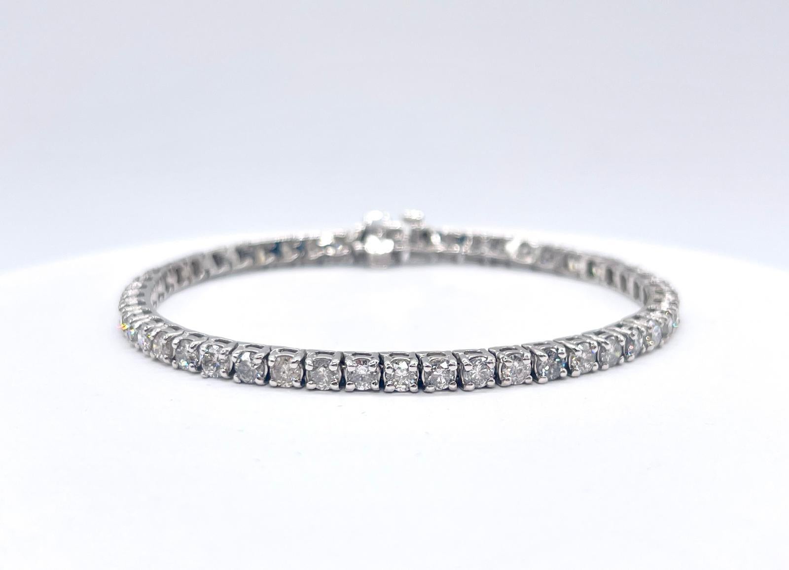 3.53 Carat Natural Diamond Tennis Bracelet in 14K White Gold 7
