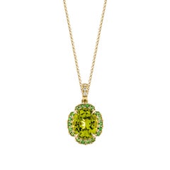 Sunita Nahata Peridot 3.53ct. Pendant in 18KYG with Tsavorite and Diamond.