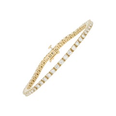 3.53 Carat Round Brilliant Diamond Bracelet 18 Karat Yellow Gold Tennis