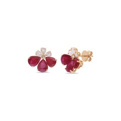 Pendientes de rubí y diamantes de 3,53 quilates en oro amarillo de 18 quilates