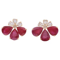 Pendientes de rubí y diamantes de 3,53 quilates en oro amarillo de 18 quilates