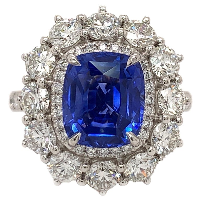 3.53 Carat Sapphire Diamond Ring For Sale at 1stDibs