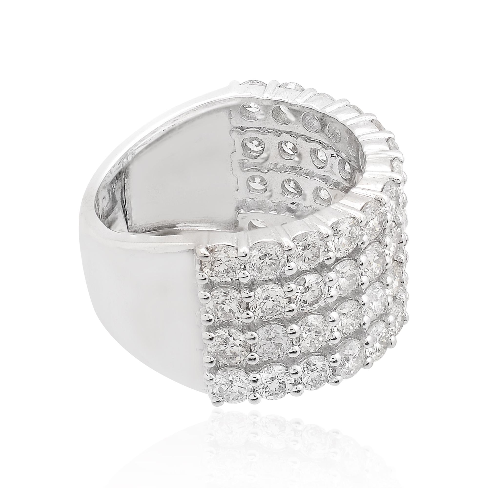 For Sale:  3.53 Carat SI/HI Diamond Multi Layer Ring 14 Karat White Gold Handmade Jewelry 3