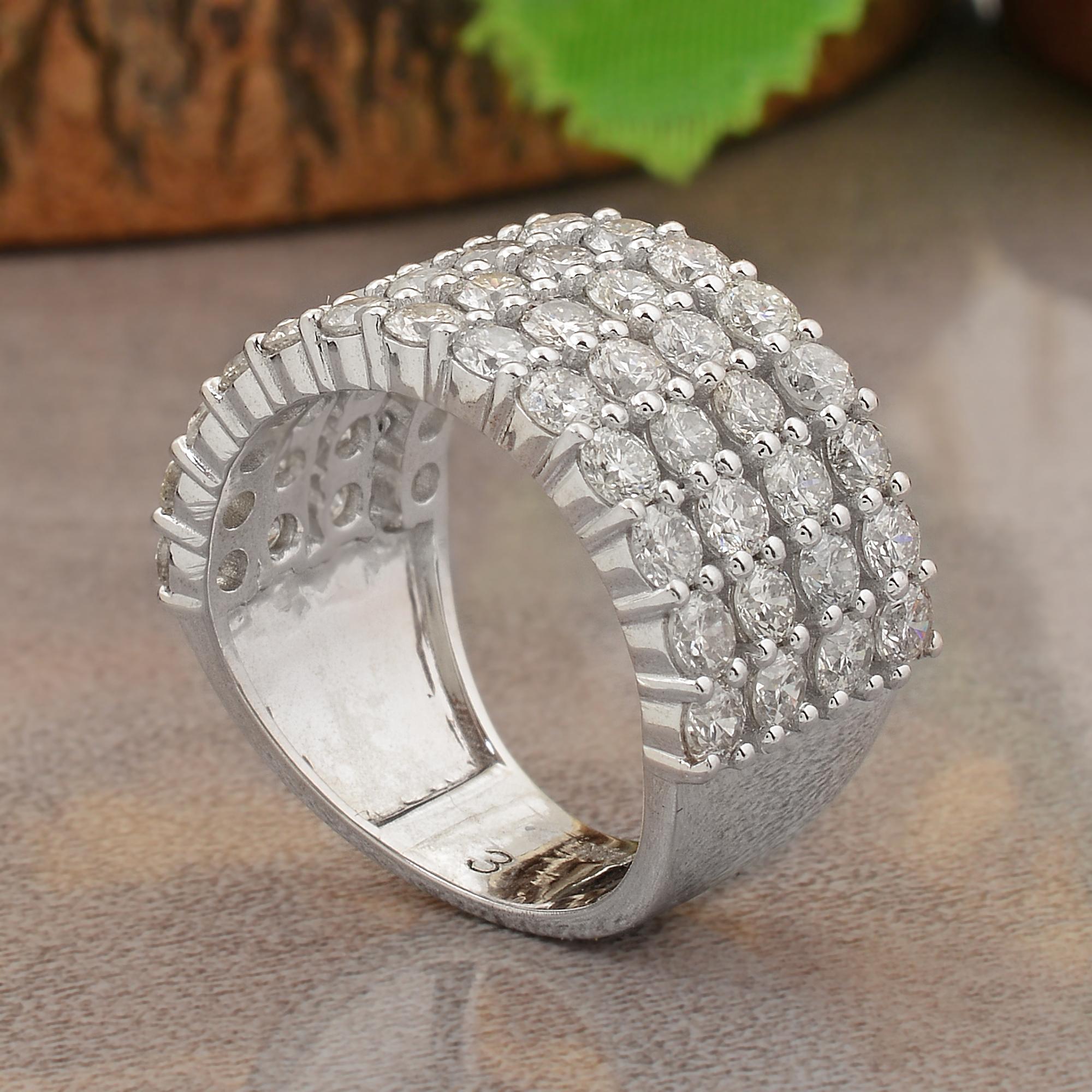 For Sale:  3.53 Carat SI/HI Diamond Multi Layer Ring 14 Karat White Gold Handmade Jewelry 4