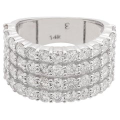 3.53 Carat SI/HI Diamond Multi Layer Ring 14 Karat White Gold Handmade Jewelry