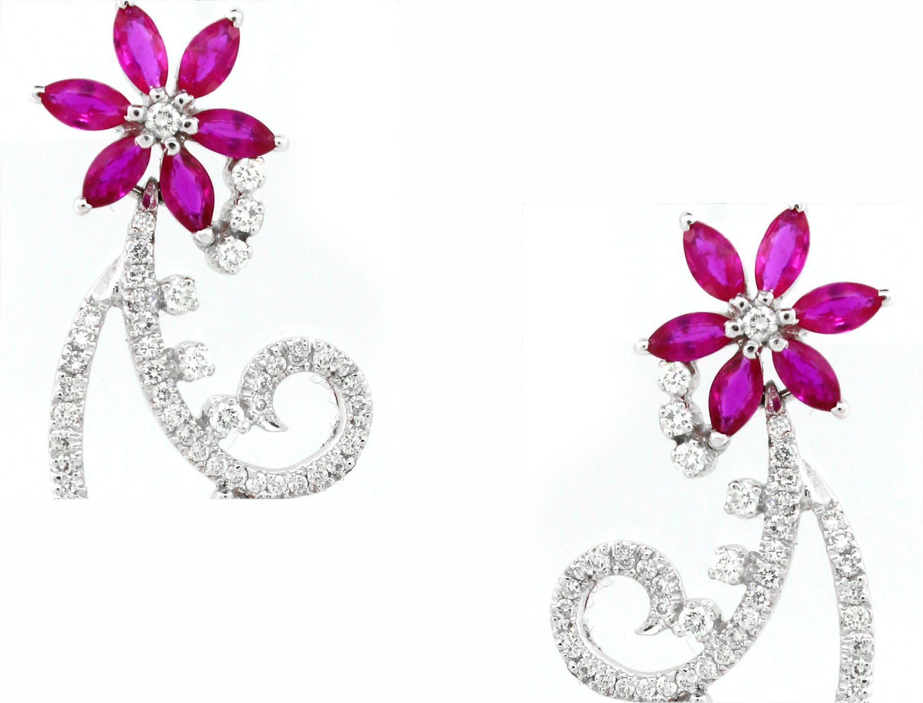 Modern 3.53 carats of Ruby earrings  For Sale