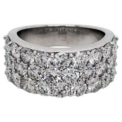 Sebastian Bernards 3.46 Ct 3 Row Round Brilliant Diamond 18K Anniversary Ring