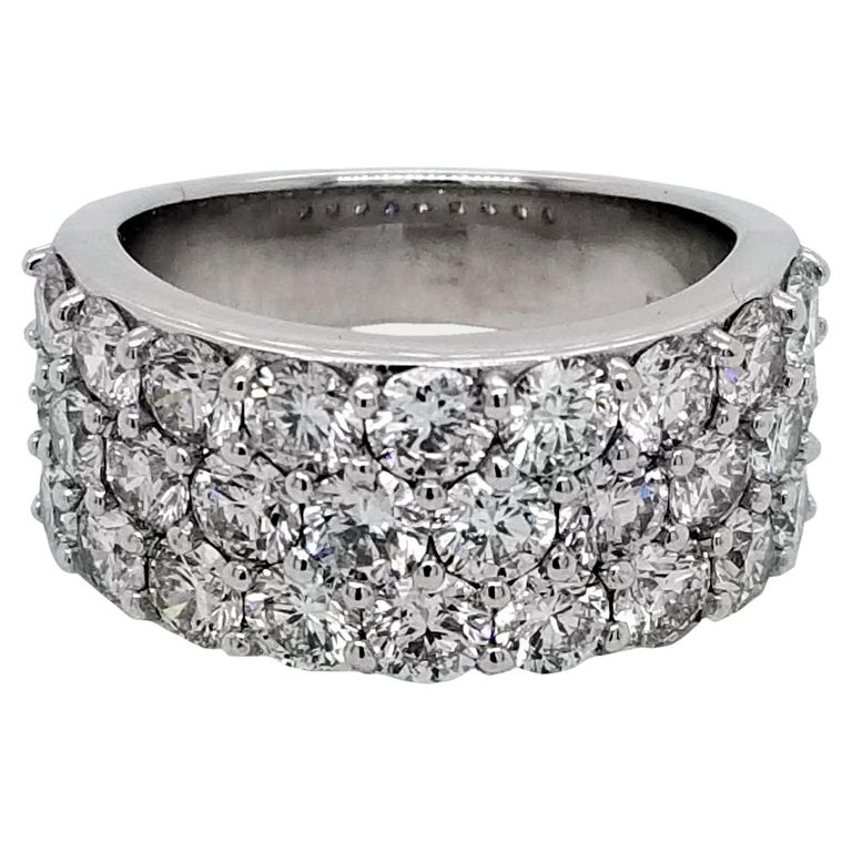 3.53 Ct 3 Row Round Brilliant Diamond Anniversary Ring For Sale at 1stDibs