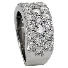 3.53 Ct 3 Row Round Brilliant Diamond Anniversary Ring